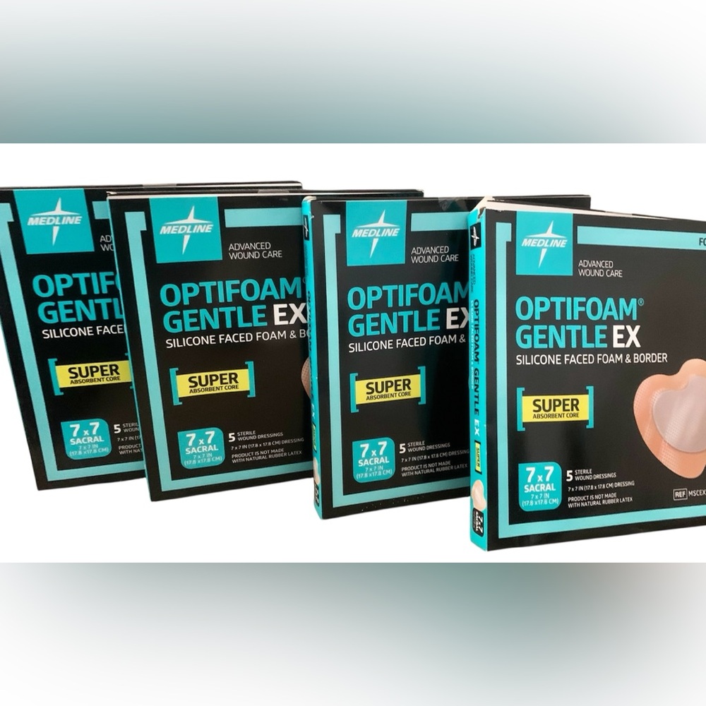 Medline Optifoam Gentle EX SACRAL Dressing 7”x7” Box of 5 -MSCEX77EP- Exp 2/25